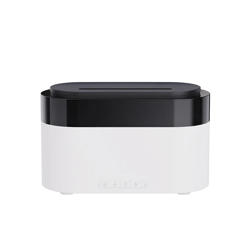 Réveil Diffuseur d'Huile Essentiels à Effet Flamme LED Design Noir & Blanc