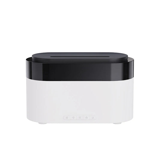 Réveil Diffuseur d'Huile Essentiels à Effet Flamme LED Design Noir & Blanc